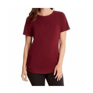 Danskin Womens Tulip Hem Tunic Top Short Sleeve Garnet Size 2X